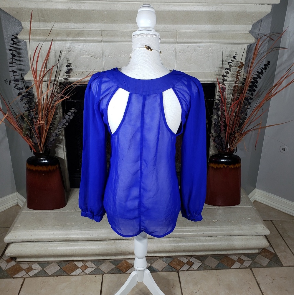 💥LAST CHANCE💥Royal blue sheer blouse_c - Picture 4 of 4